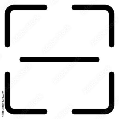 Black and white image of a rectangle with a line in the middle. Icon