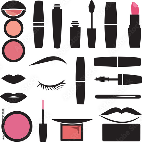Collection of cosmetic products and makeup elements