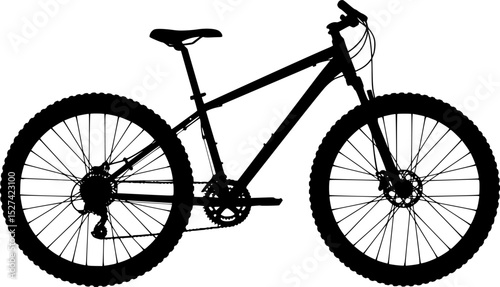 Silhouette of a mountain bike viewed from the side