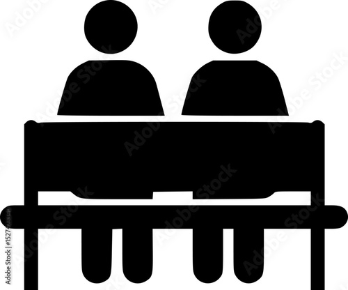 grandparents sitting on a bench silhouette vector illustration isolated on white background
