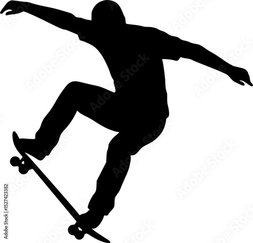 Skateboarding vector silhouette illustration isolated on white background
