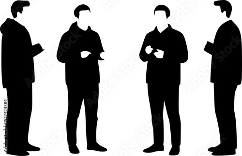 Group of Friends talking vector silhouette illustration isolated on white background
