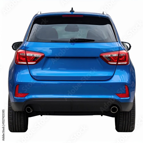 blue car back view isolated on transparent white background, clipping path