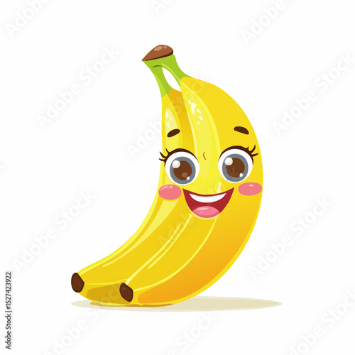 Cute Cartoon Banana Character with Smile – Fun Fruit Illustration for Kids 