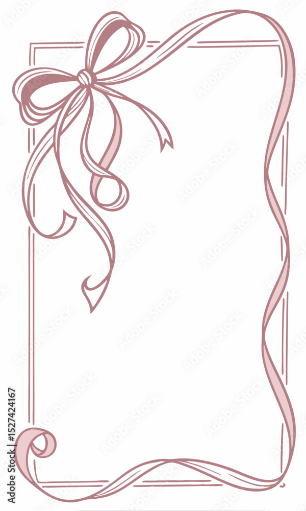 Fototapeta premium Elegant Pink Ribbon Bow and Frame Design Element