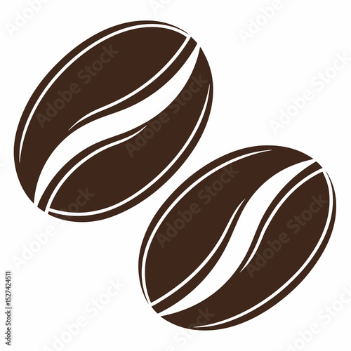 Two Stylized Brown Coffee Beans Graphic Illustration