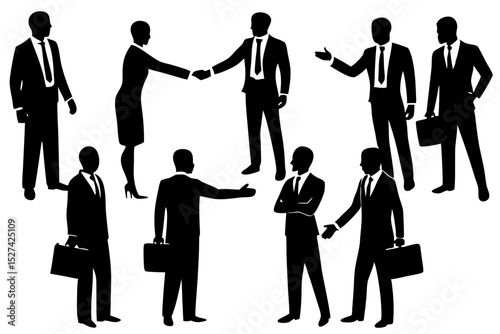 Silhouette businesspeople networking and collaboration