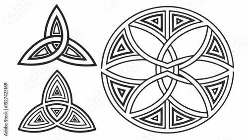Celtic Knotwork Designs: Triquetra and Circular Pattern