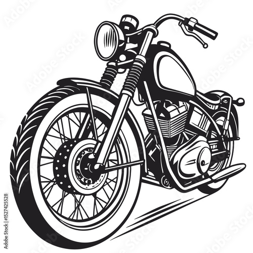Classic Vintage Chopper Motorcycle Illustration