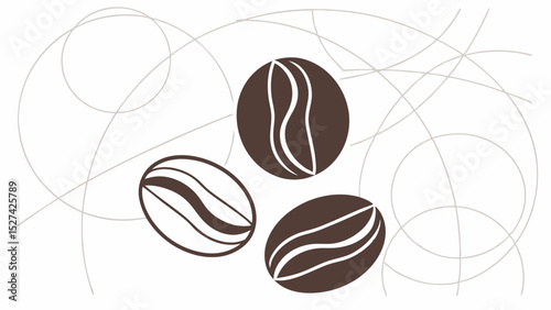 Stylized Illustration of Three Coffee Beans
