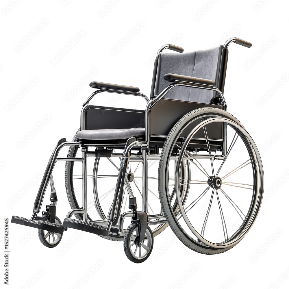 Fototapeta premium Chrome Wheelchair Medical Equipment Disability Mobility Healthcare on transparent background