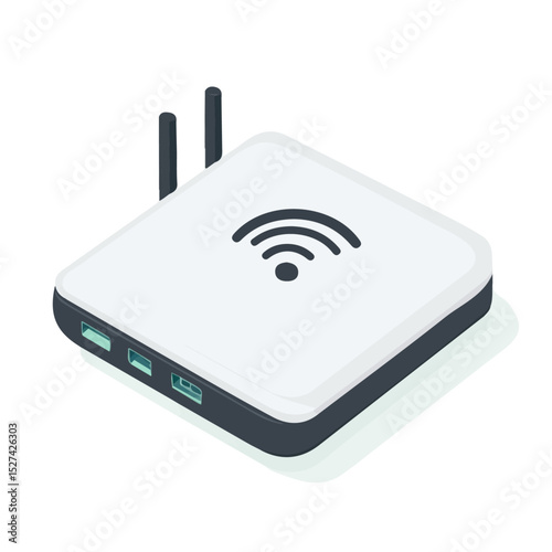 Portable Wi-Fi Hotspot vector 2D flat illustration, isolated on a white background.