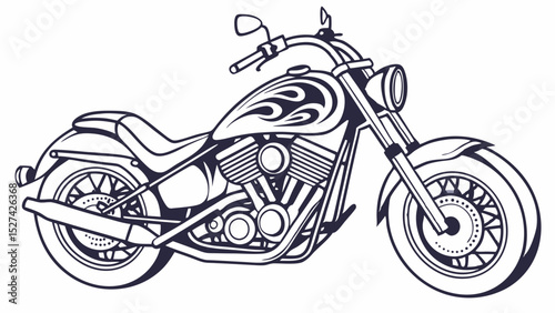 Classic Chopper Motorcycle with Flame Design