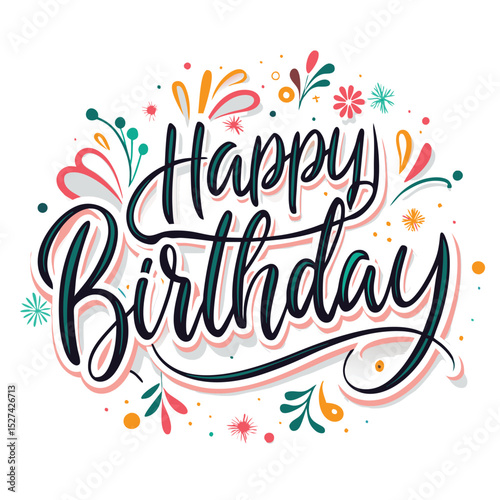 Happy Birthday greeting with floral decorations