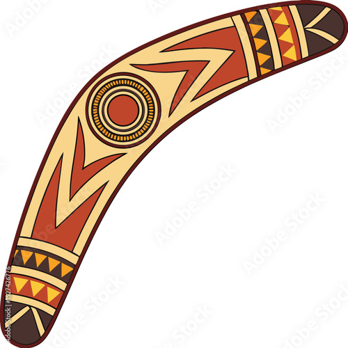 Aboriginal Australian Boomerang with Geometric Design