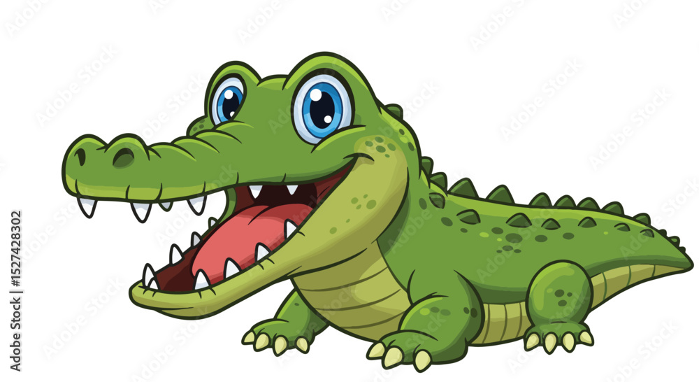 Obraz premium Happy Cartoon Crocodile Mascot Character