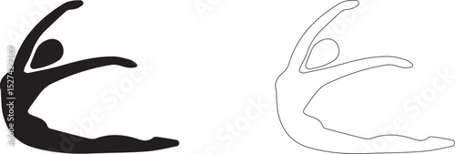Back bend lying down. Female silhouette. Vector icon of rhythmic gymnastics.
