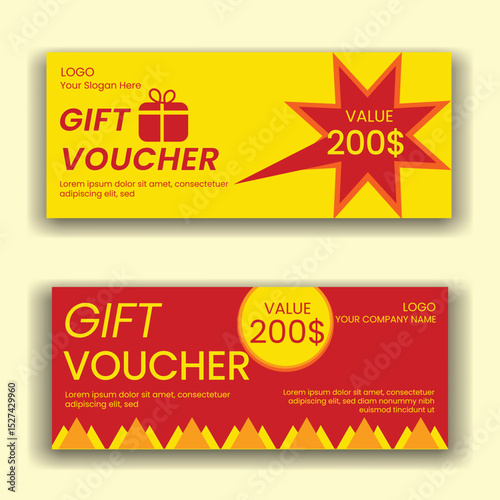 Gift Voucher Template. Gift Voucher Vector illustration. Design for invitation, certificate, gift coupon, ticket, voucher, diploma etc.
