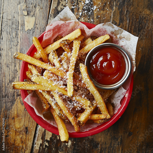 french fries and ketchup
