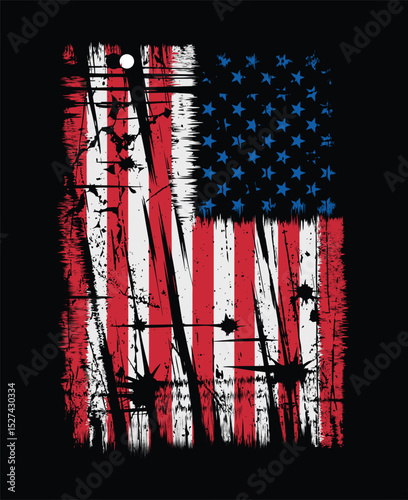 Distressed american flag design with grunge effect and patriotic national symbolism