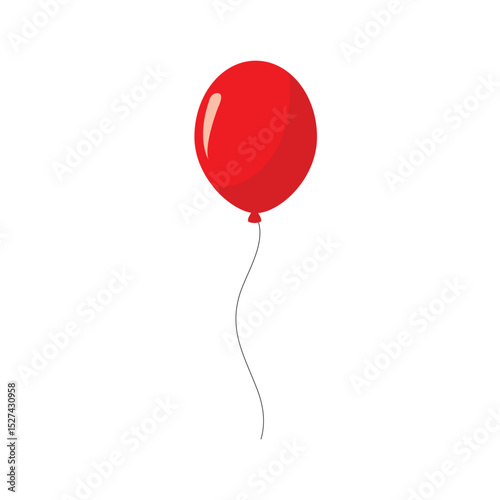 Red balloon isolated on white background. Vector element for Birthday or Black Friday Sale greeting card concept. Vector illustration.