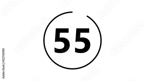1 minute Countdown one minute animation from 60 to 0 seconds. Modern flat design with animation in white background