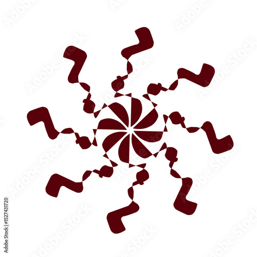 Abstract Wavy Swirl Radial Design Element, 3d rendered illustration of a red question mark