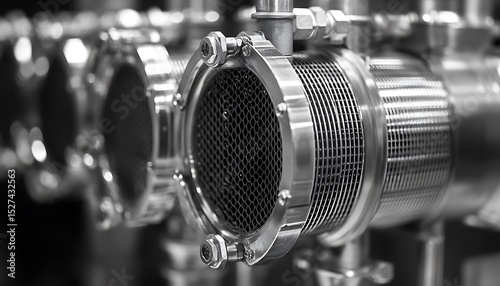 Dual-tone heat exchanger assembly close-up with clear gradient isolation