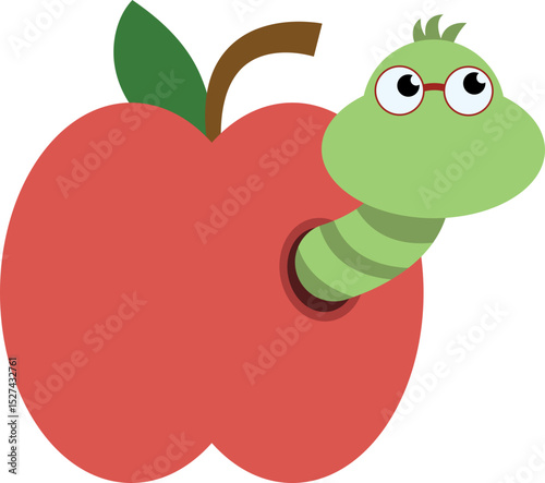 bookworm apple cartoon character
