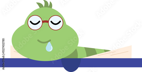 bookworm sleeping cartoon character