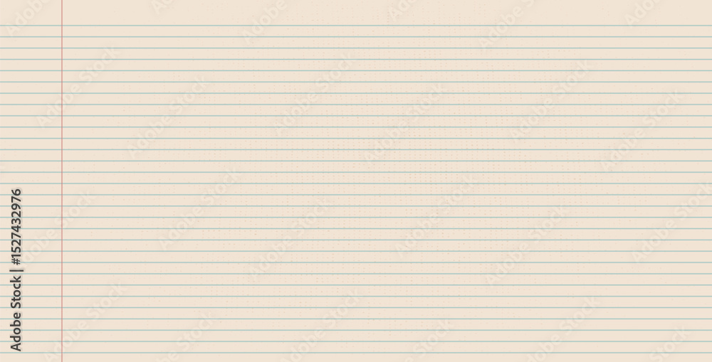 Naklejka premium Pad lined horizontal textured paper.Beige worksheet with stripes. Blank empty page of binder. Wide line grid backdrop. Vector school notepad cover illustration. Scrapbook stationary.