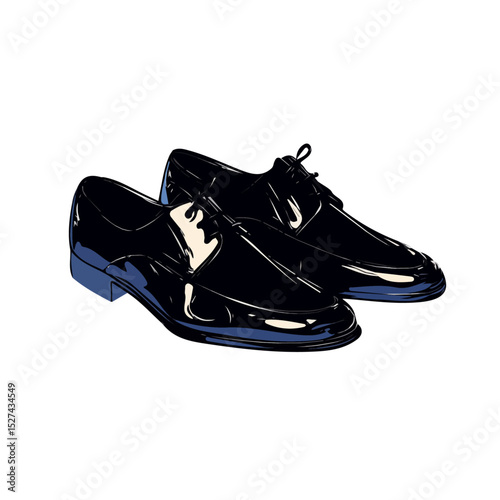 2D flat Patent Leather Shoes vector illustration, isolated on a white background.