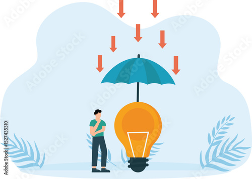 High-risk innovations and creative ideas, financial risk and economic crisis, brainstorming and take business to a new level
