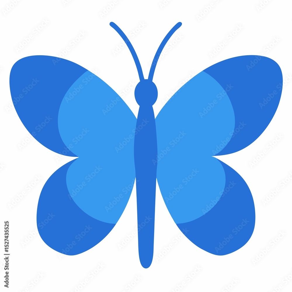Simple Blue Butterfly Illustration with Two Tone Wings on a White Background for Design Projects Simple Blue Butterfly Illustration with Two Tone Wings on a White Background for Design Projects