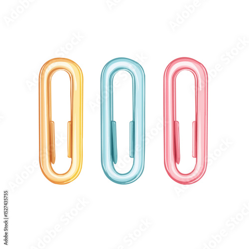 Paper Clips 2D flat vector illustration, isolated on a white background.