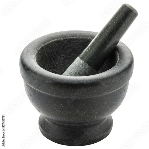 Traditional Mortar and Pestle – Herbal and Culinary Grinding Tool isolated on transparent background
