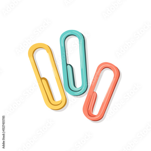 2D flat Paper Clips illustration vector, isolated on a white background.