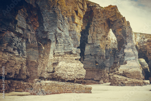 Cathedral Beach in Galicia Spain. Tourist attraction.