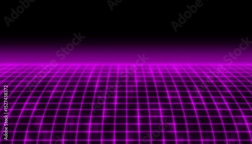 Purple space perspective  grid line light field technology abstract background	