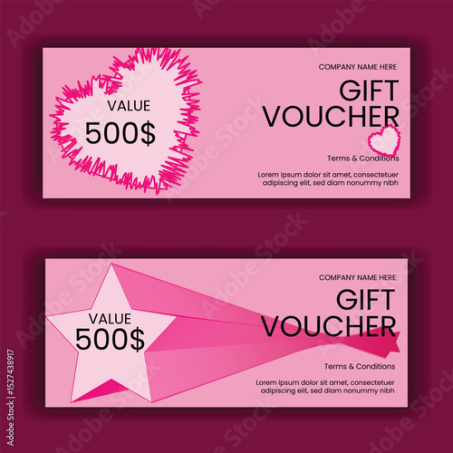 Gift Voucher Template. Gift Voucher Vector illustration. Design for invitation, certificate, gift coupon, ticket, voucher, diploma etc.
