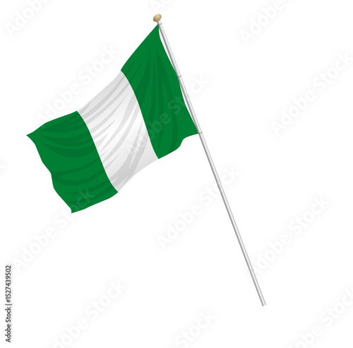 Nigerian flag waving on isolated background vector illustration. Realistic wavy Nigerian flag as a symbol of patriotism