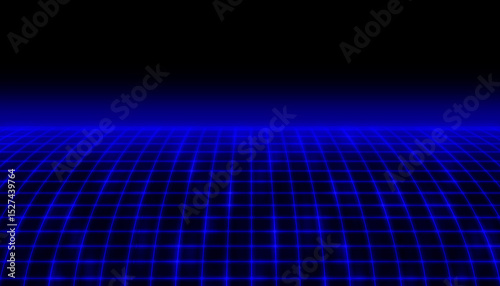 Blue space perspective  grid line light field technology abstract background	