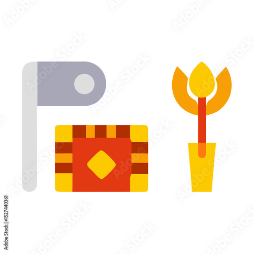 Biodegradable Film and Farming Tools Cutout illustration
