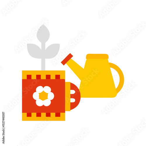 Biodegradable Film and Watering Can Cutout illustration