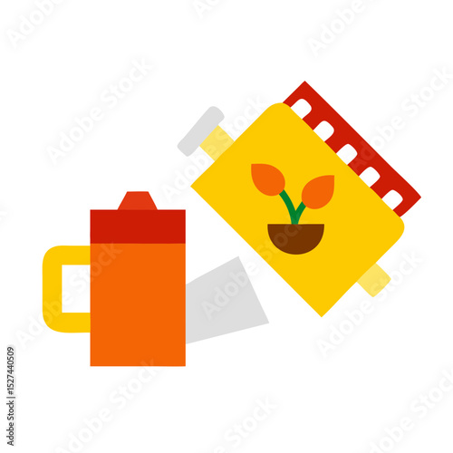 Biodegradable Film and Watering Can Cutout illustration