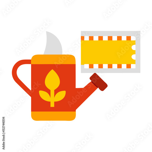 Biodegradable Film and Watering Can Cutout illustration