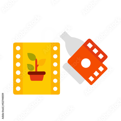Biodegradable Film and Watering Can Cutout illustration