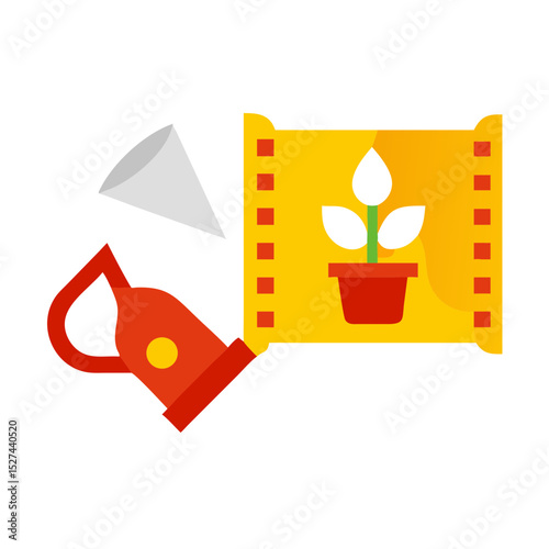 Biodegradable Film and Watering Can Cutout illustration