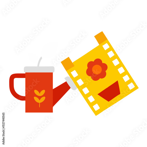 Biodegradable Film and Watering Can Cutout illustration