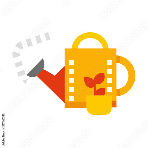 Biodegradable Film and Watering Can Cutout illustration
